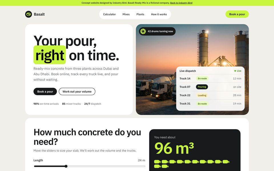Basalt Ready-Mix concept website