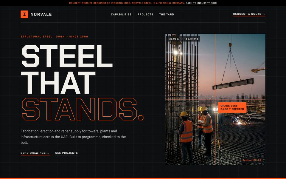 Norvale Steel concept website
